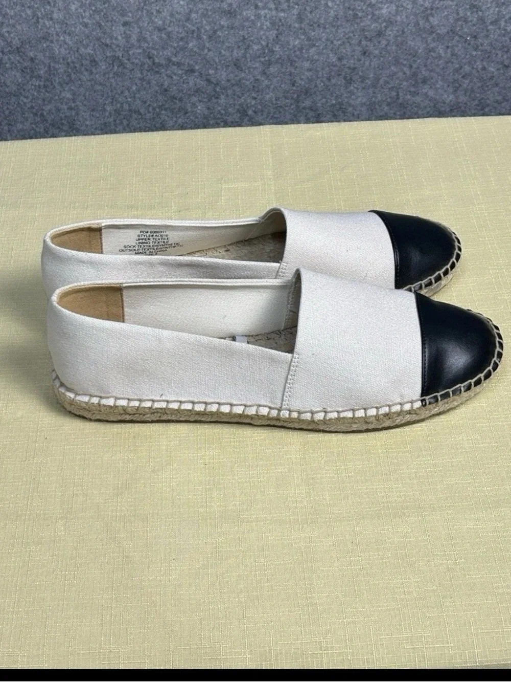J. Crew 8 Cap Toe Canvas Espadrilles Black Cream Preppy Nautical Resortwear New